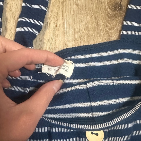 Caution To The Wind Navy Blue Striped Tank Dress Nautical Buttons - Picture 6 of 9